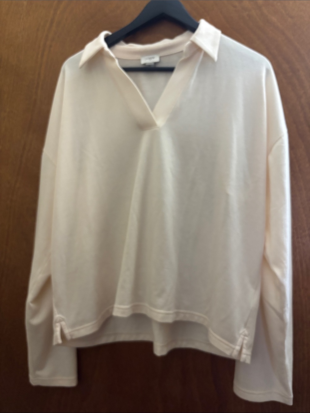 J. Crew Light Cream V-Neck Collared Sweater